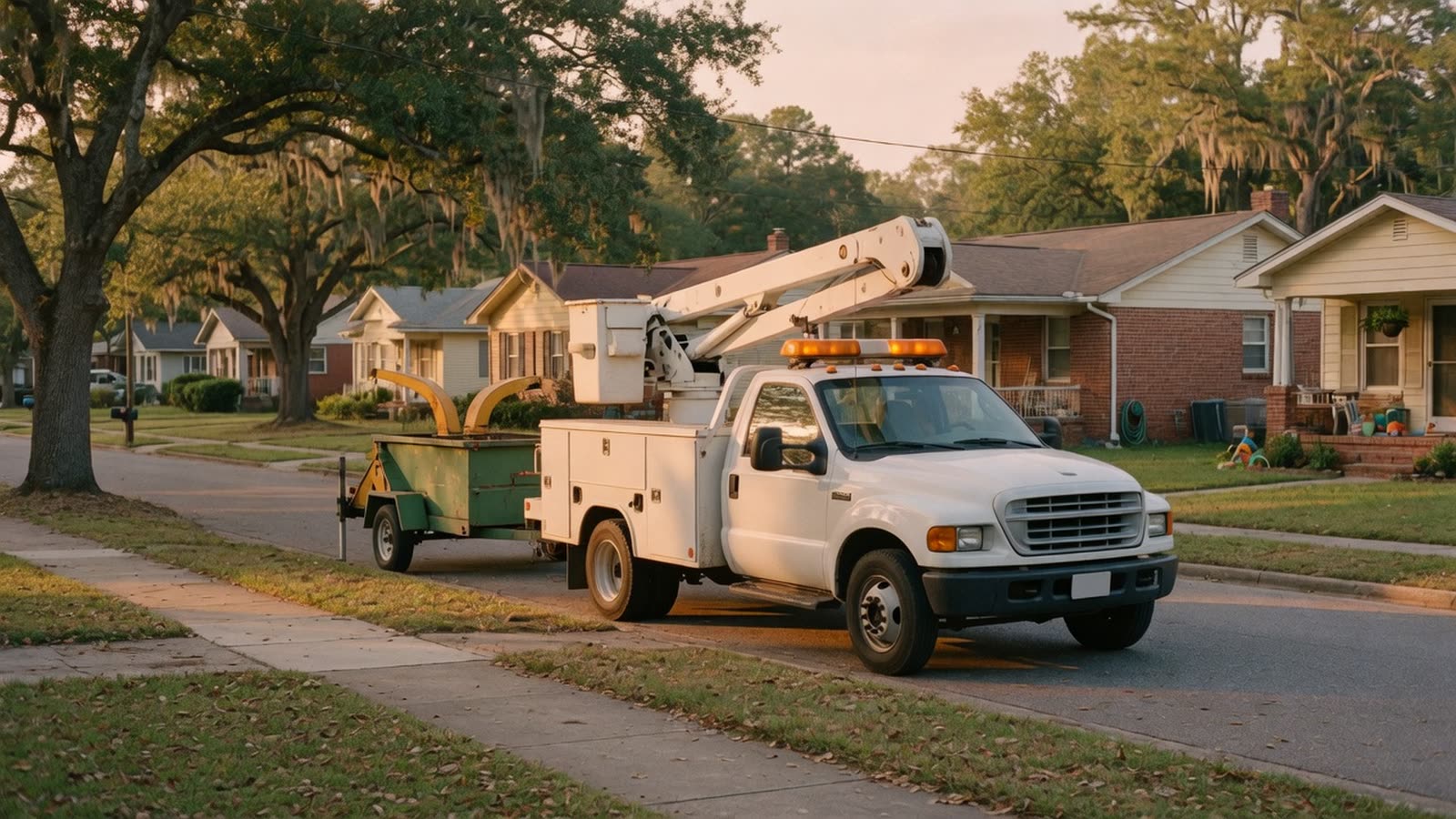 A Tree Service Companies truck on the way to a job